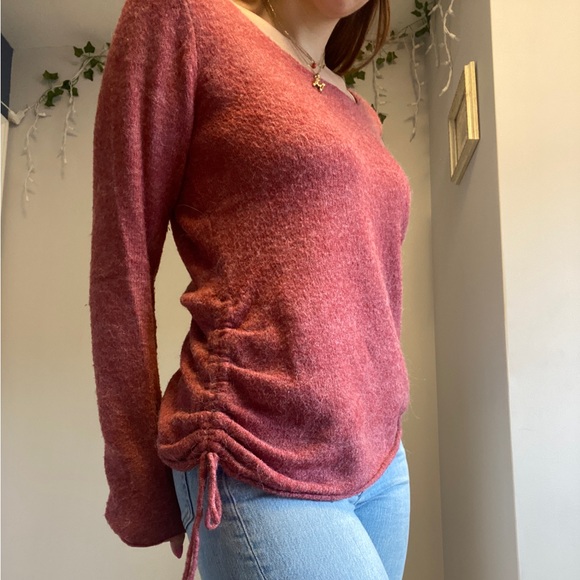 sandwich_ Red/Pink Sweater with adjustable drawstring on the left side - Picture 1 of 7